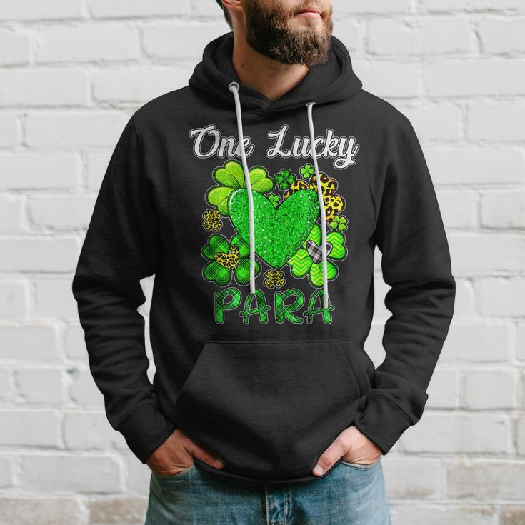 Shamrock Leopard Plaid One Lucky Para St Patricks Day Hoodie Gifts for Him