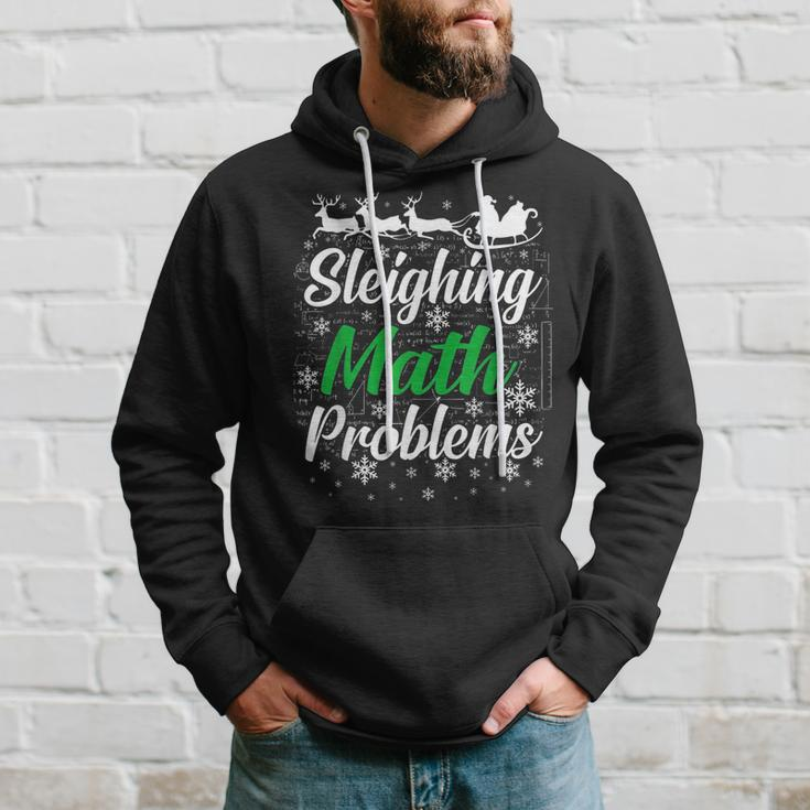 Sleighing Math Problems Funny Christmas Mathematics Teacher Men Hoodie Graphic Print Hooded Sweatshirt Gifts for Him