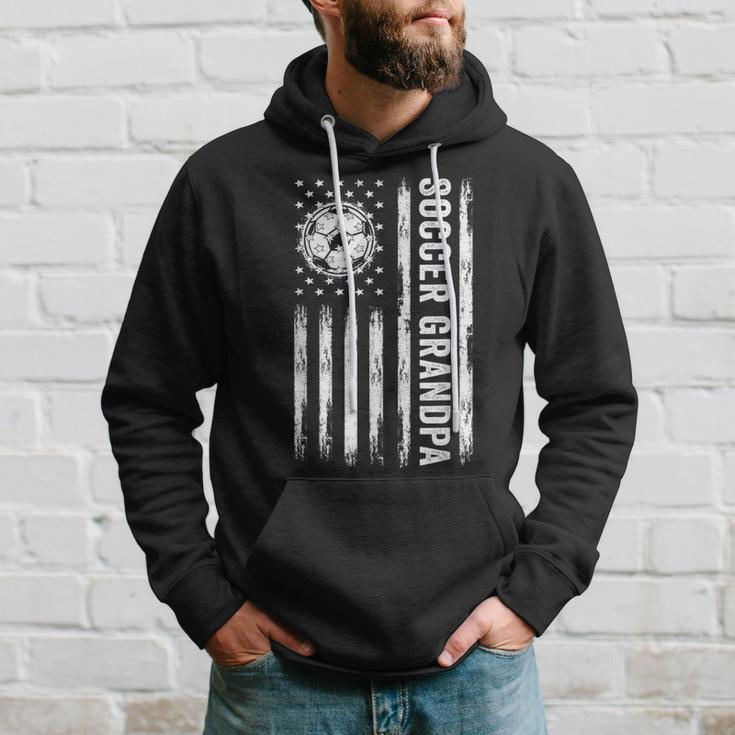 Soccer Grandpa American Flag Proud Grandpa Fathers Day Mens Hoodie Gifts for Him