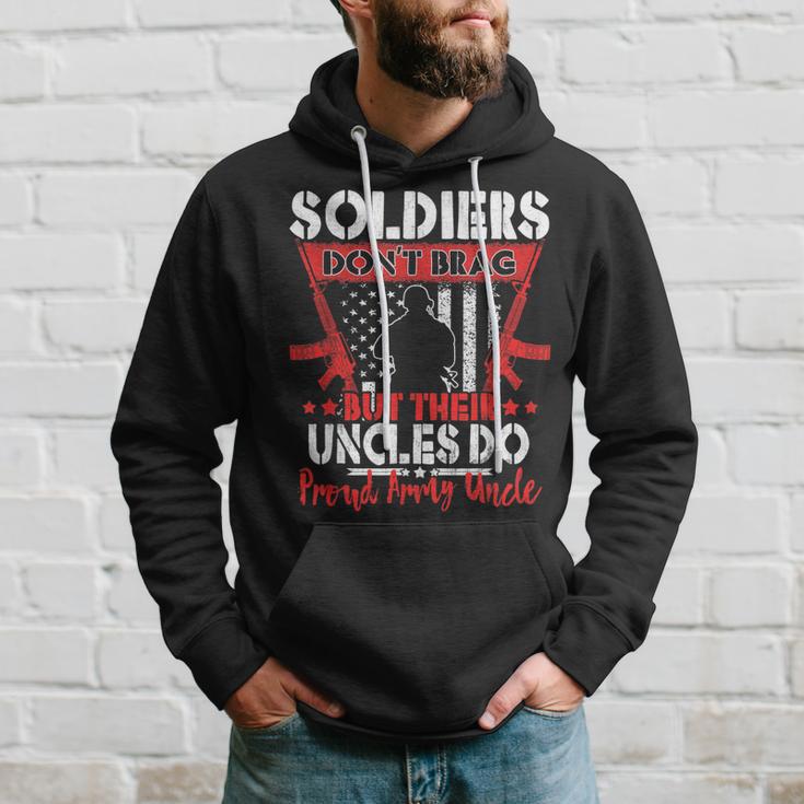 Soldiers Dont Brag - Proud Army Uncle Pride Military Family Men Hoodie Graphic Print Hooded Sweatshirt Gifts for Him