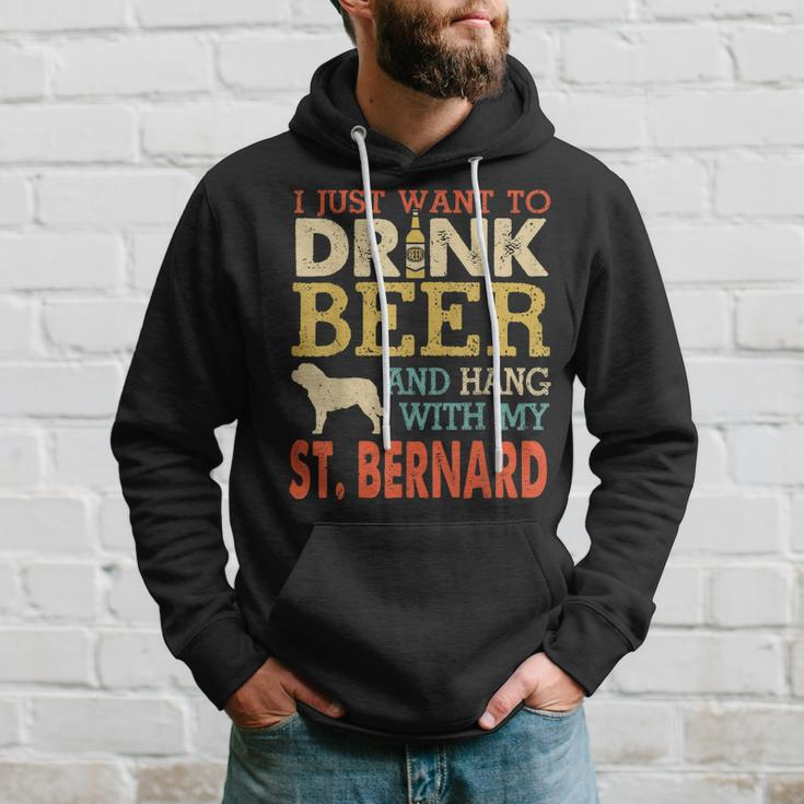 St Bernard Dad Drink Beer Hang With Dog Funny Men Vintage Hoodie Gifts for Him