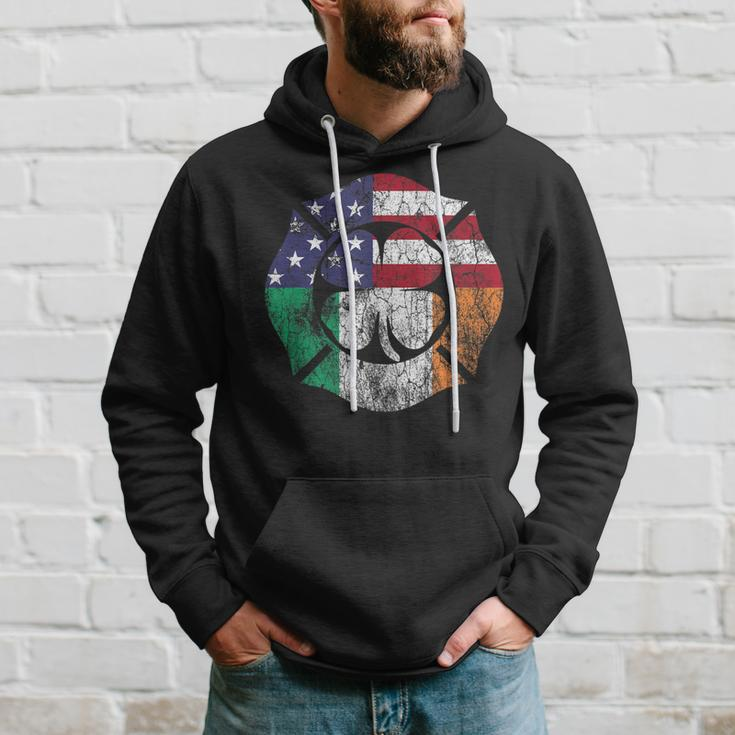 St Patricks Day Firefighter Irish American Flag Gift Hoodie Gifts for Him