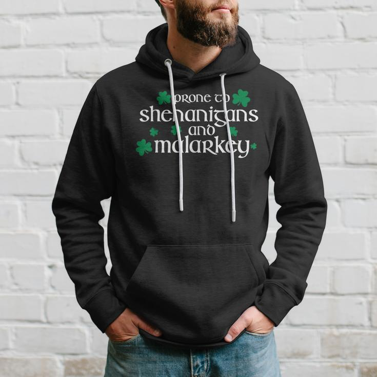 St Patricks Day Funny Prone To Shenanigans And Malarkey Hoodie Gifts for Him
