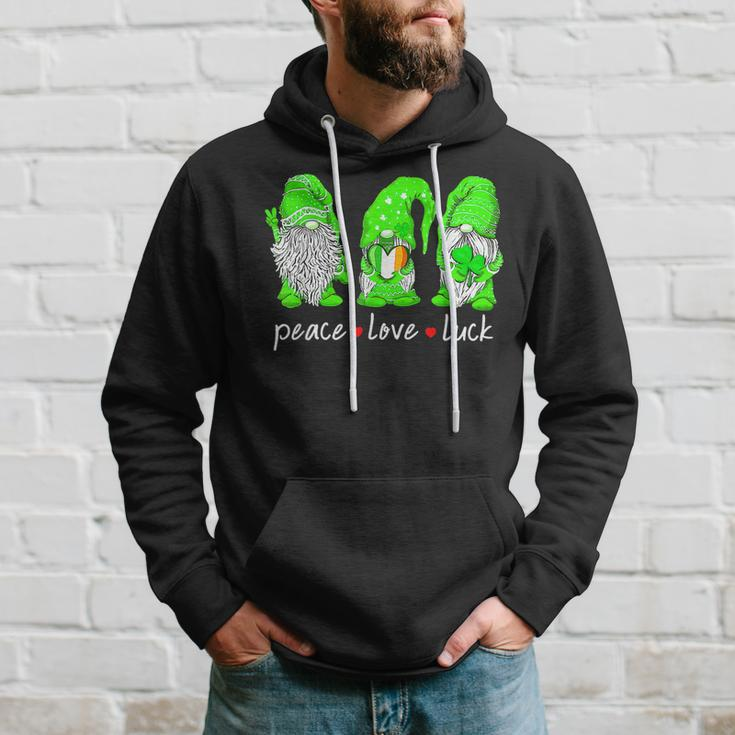 St Patricks Day Gnome Peace Love Luck Heart Shamrock Funny Hoodie Gifts for Him