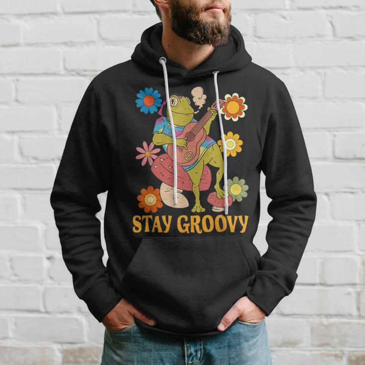 Stay Groovy Frog Hippie Hoodie Gifts for Him
