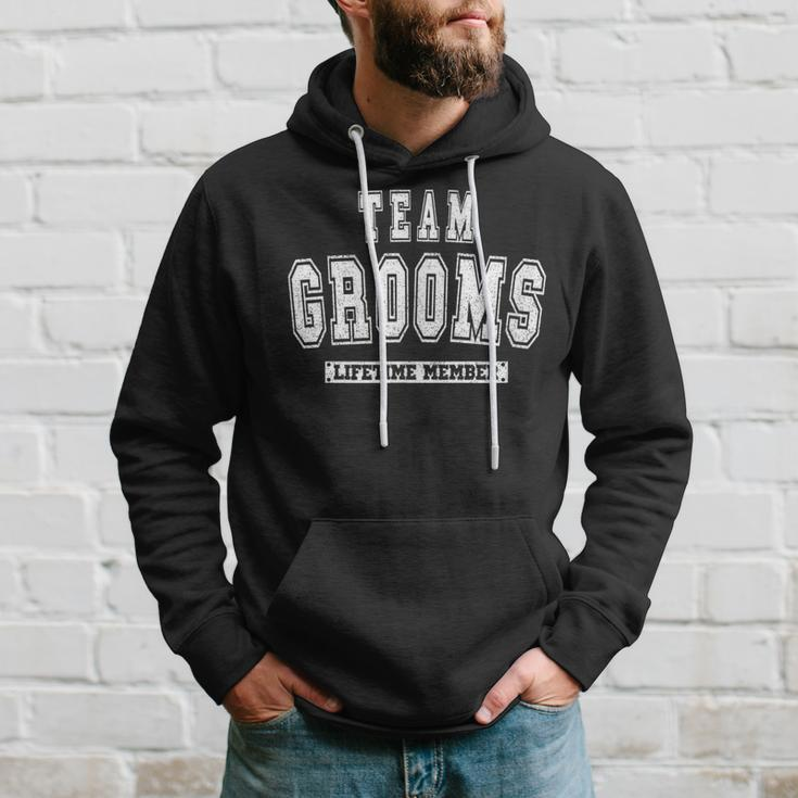 Team Grooms Lifetime Member Family Last Name Men Hoodie Graphic Print Hooded Sweatshirt Gifts for Him