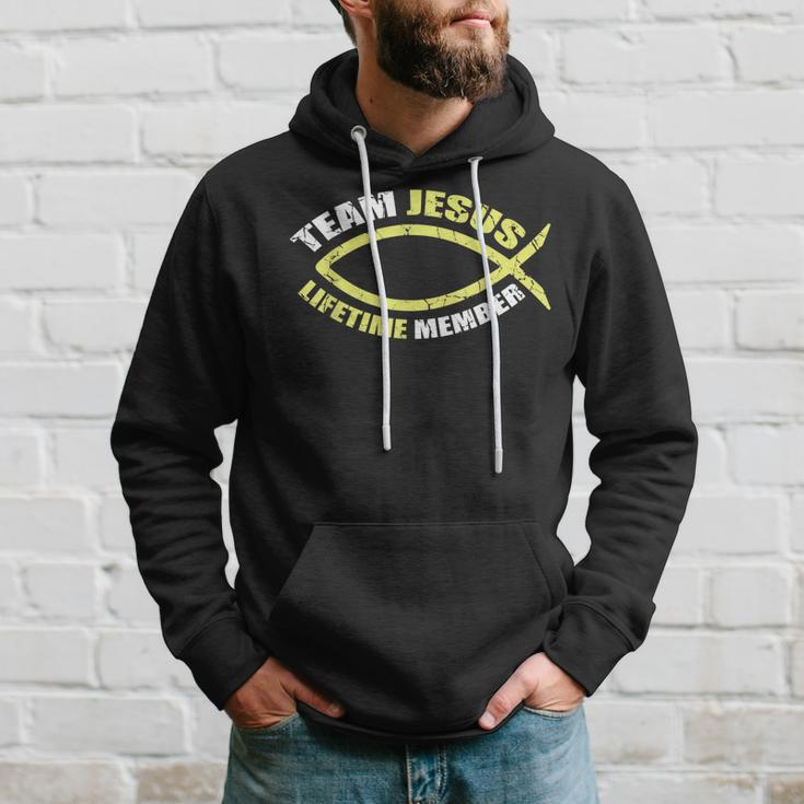 Team Jesus Lifetime Club Member Christian And Believer Men Hoodie Graphic Print Hooded Sweatshirt Gifts for Him