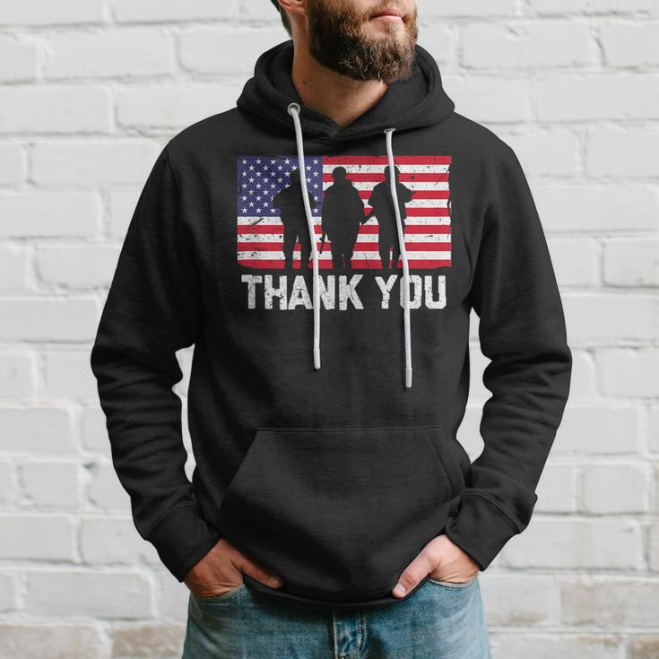 Thank You American Flag Military Heroes Veteran Day Design Men Hoodie Graphic Print Hooded Sweatshirt Gifts for Him