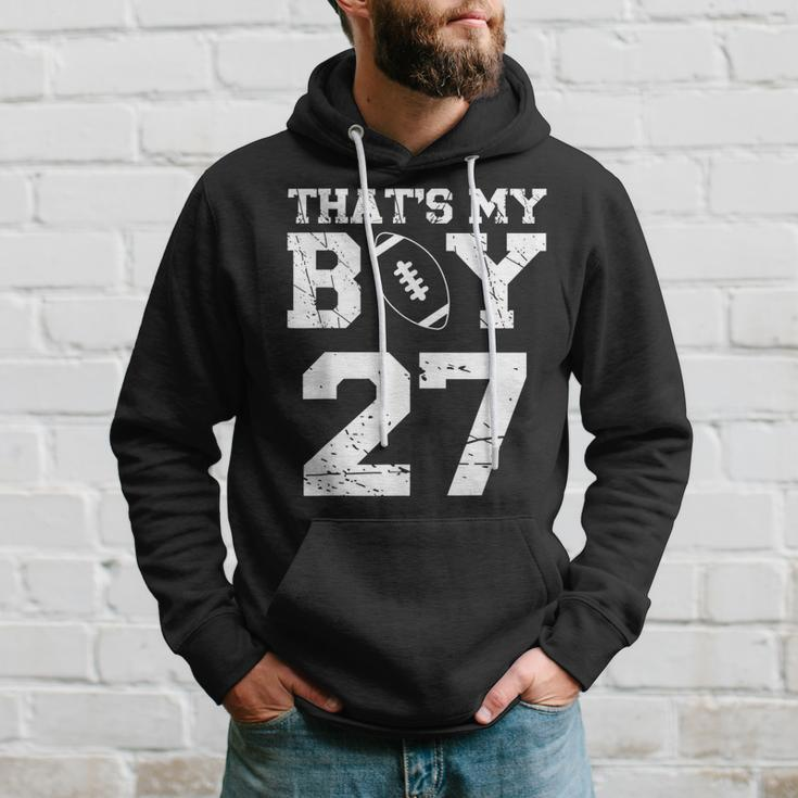 Thats My Boy Football 27 Jersey Number Mom Dad Vintage Hoodie Gifts for Him