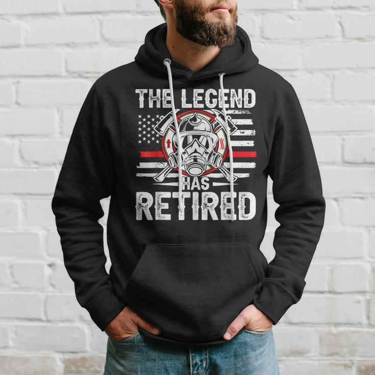 The Legend Has Retired Fireman American Flag Usa Firefighter Hoodie Gifts for Him