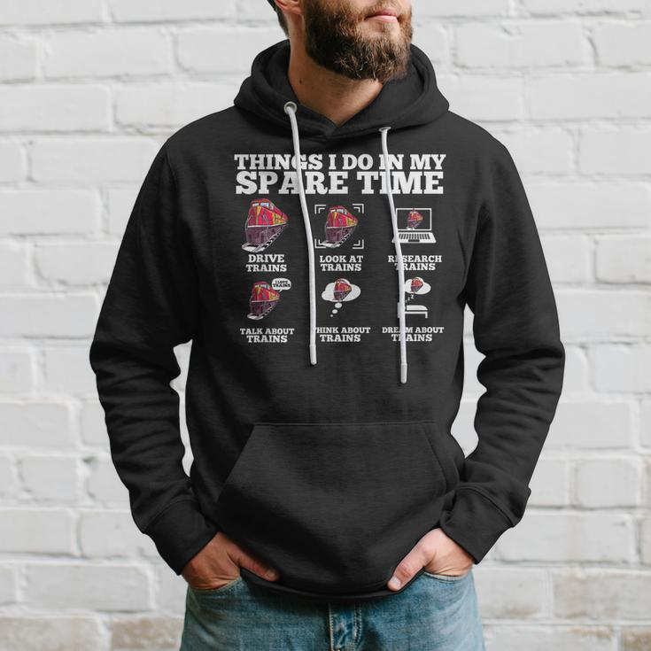 Things I Do In My Spare Time - Funny Train Lover Men Hoodie Graphic Print Hooded Sweatshirt Gifts for Him