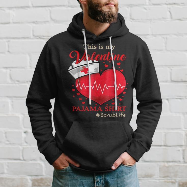 This Is My Valentine Nurse Cute Love Hearts Valentines Day Men Hoodie Graphic Print Hooded Sweatshirt Gifts for Him