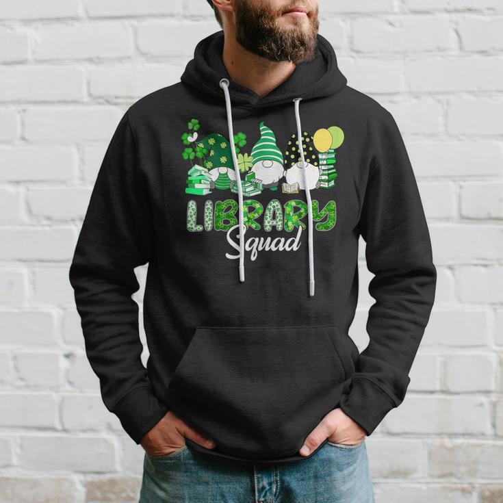 Three Gnomes Leopard Shamrock Library Squad St Patricks Day Hoodie Gifts for Him