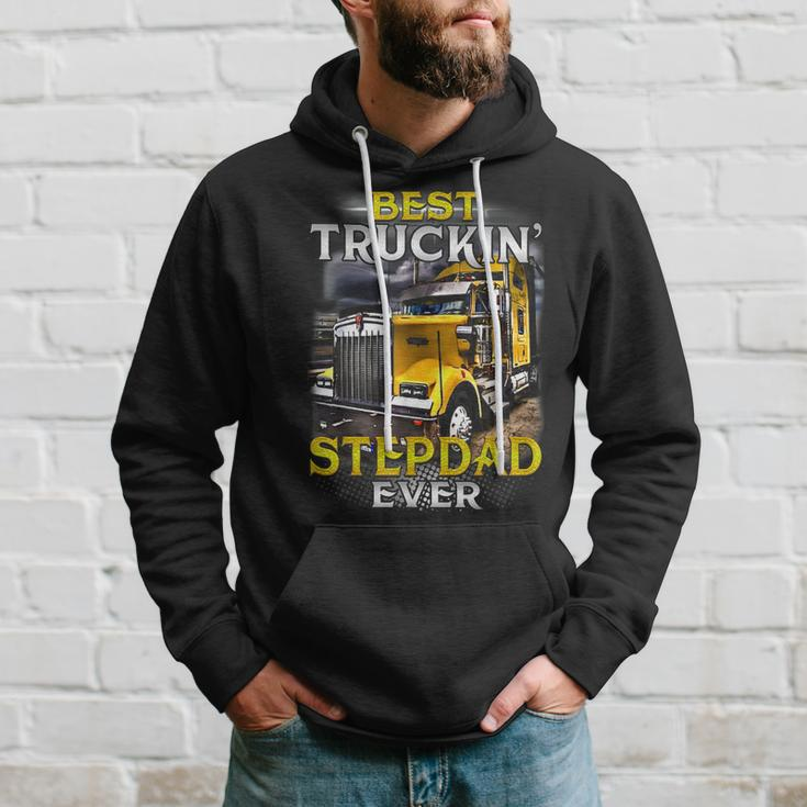 Trucker Fathers Day Best Truckin Stepdad Ever Hoodie Gifts for Him