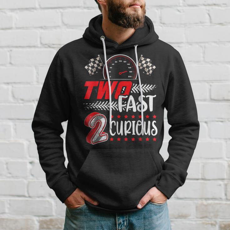 Two Fast 2 Curious Racing 2Nd Birthday Two Fast Birthday Hoodie Gifts for Him