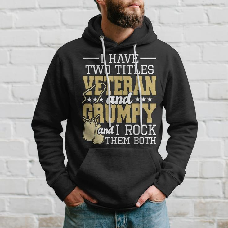 Two Titles Veteran And Grumpy - Patriotic Us Veteran Hoodie Gifts for Him