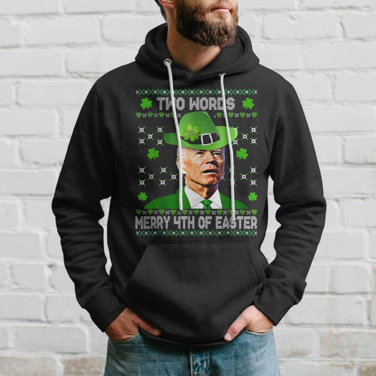 Two Words Merry 4Th Of Easter St Patricks Day Biden Confused Hoodie Gifts for Him
