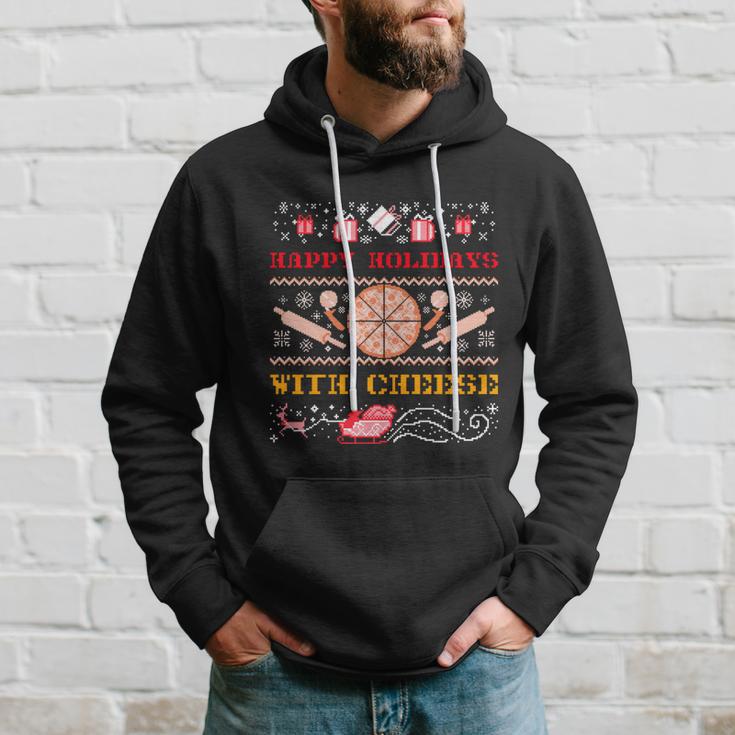 Ugly Christmas Sweater Burger Happy Holidays With Cheese V15 Hoodie Gifts for Him