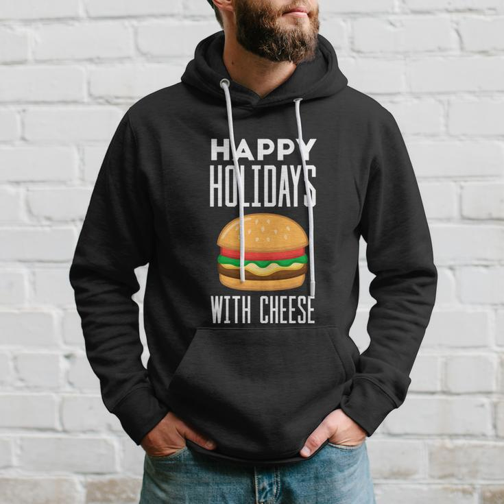 Ugly Christmas Sweater Burger Happy Holidays With Cheese V7 Hoodie Gifts for Him