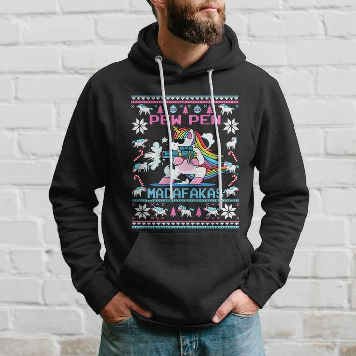 Unicorn Pew Pew Madafakas Ugly Christmas Sweater Hoodie Gifts for Him