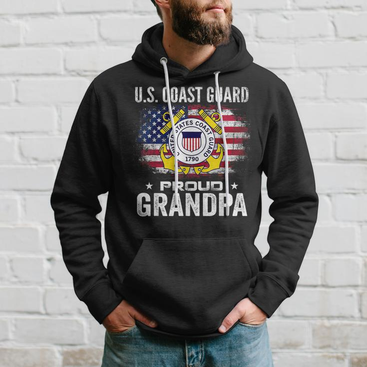 US Coast Guard Proud Grandpa With American Flag Gift Hoodie Gifts for Him