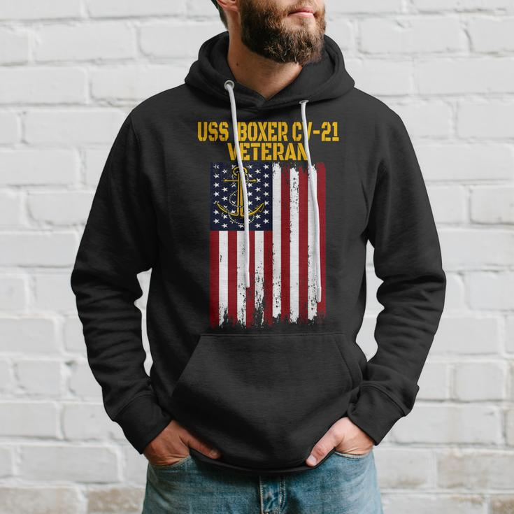Uss Boxer Cv-21 Aircraft Carrier Veterans Day Dad Grandpa Hoodie Gifts for Him