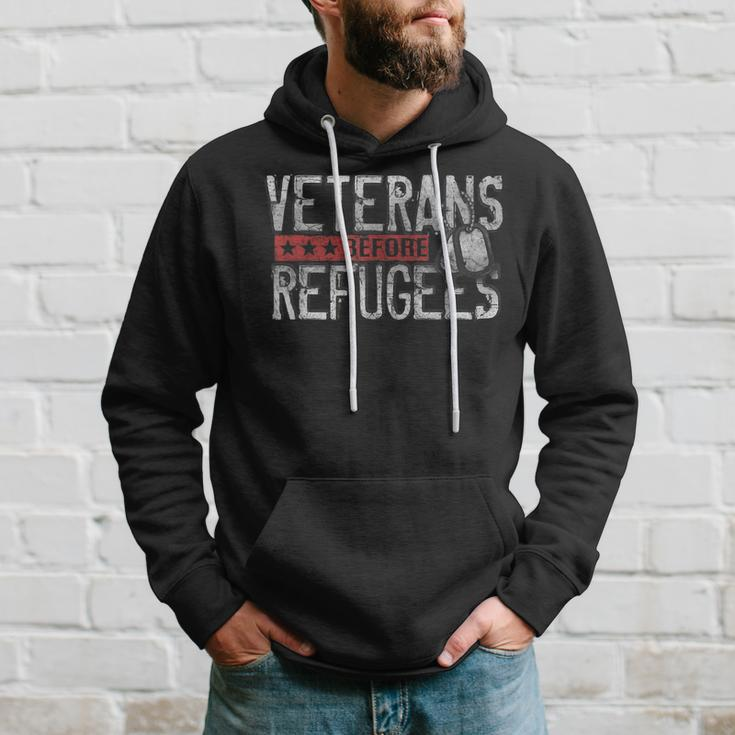 Veterans Before Refugees Memorial Day Never Forget Veteran Hoodie Gifts for Him