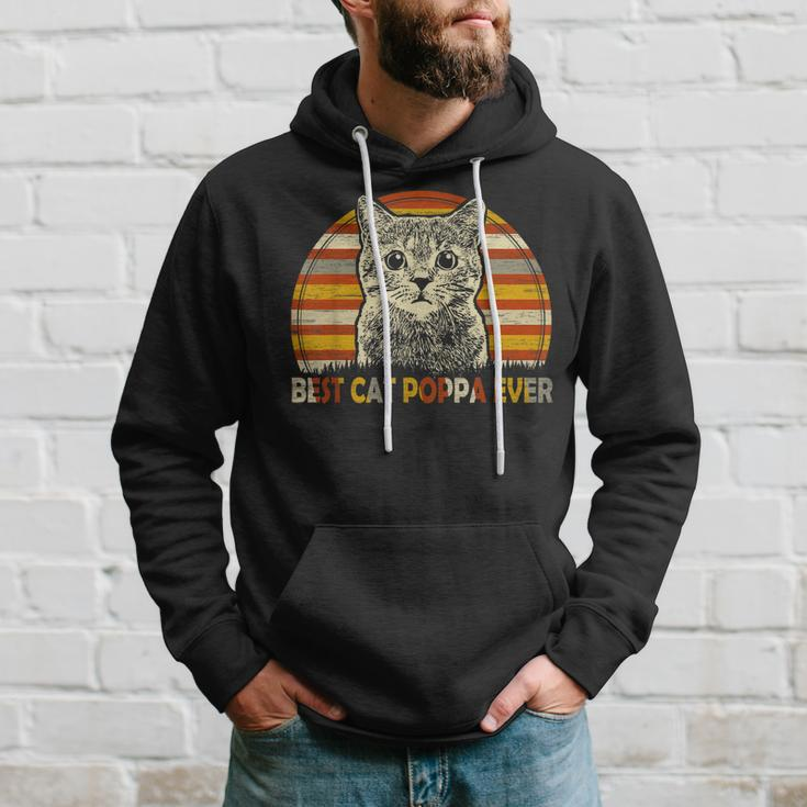 Vintage Best Cat Poppa Ever Fathers Day Christmas Gifts Hoodie Gifts for Him