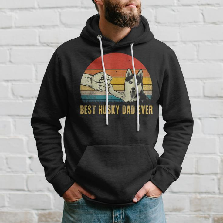 Vintage Best Dog Dad Ever Siberian Husky Fathers Day Gift Hoodie Gifts for Him