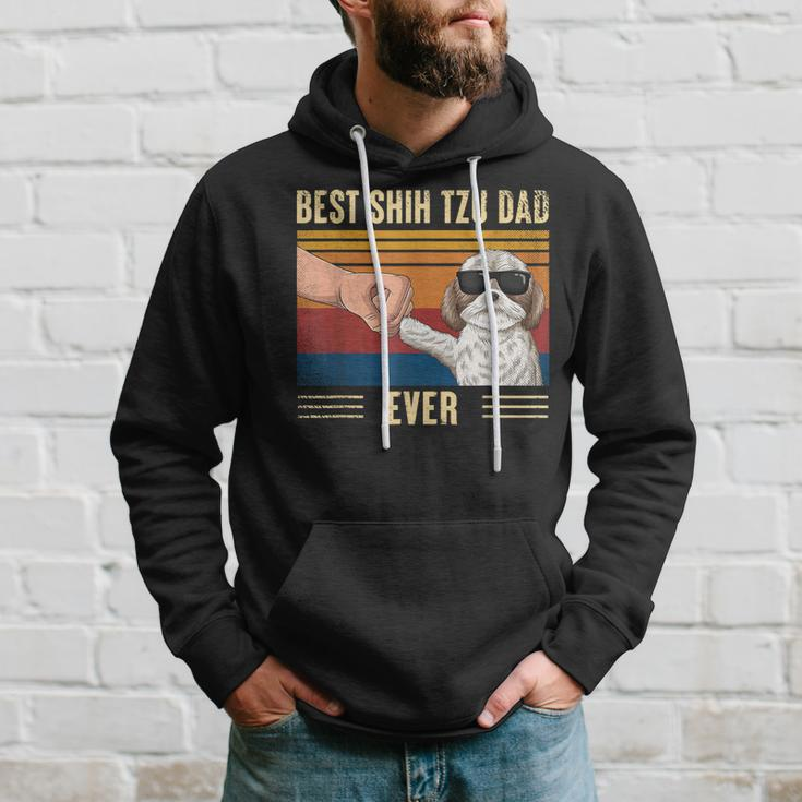 Vintage Best Shih Tzu Dad Ever Fist Bump Dog Fathers Day Gift For Mens Hoodie Gifts for Him