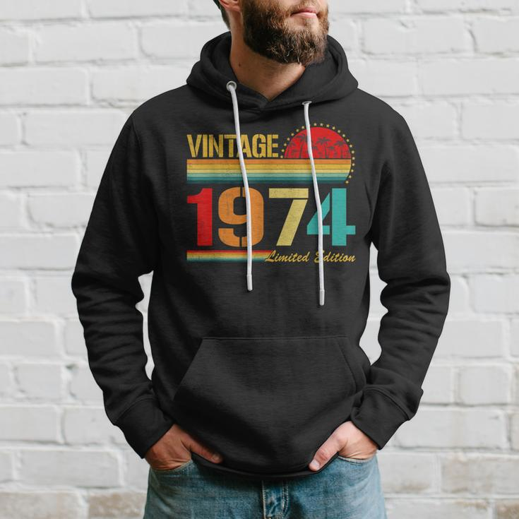 Vintage Born In 1974 Birthday Year Party Wedding Anniversary Hoodie Gifts for Him