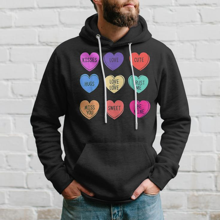 Vintage Candy Anti Valentine Conversation Hearts Sarcasm Fun Men Hoodie Graphic Print Hooded Sweatshirt Gifts for Him
