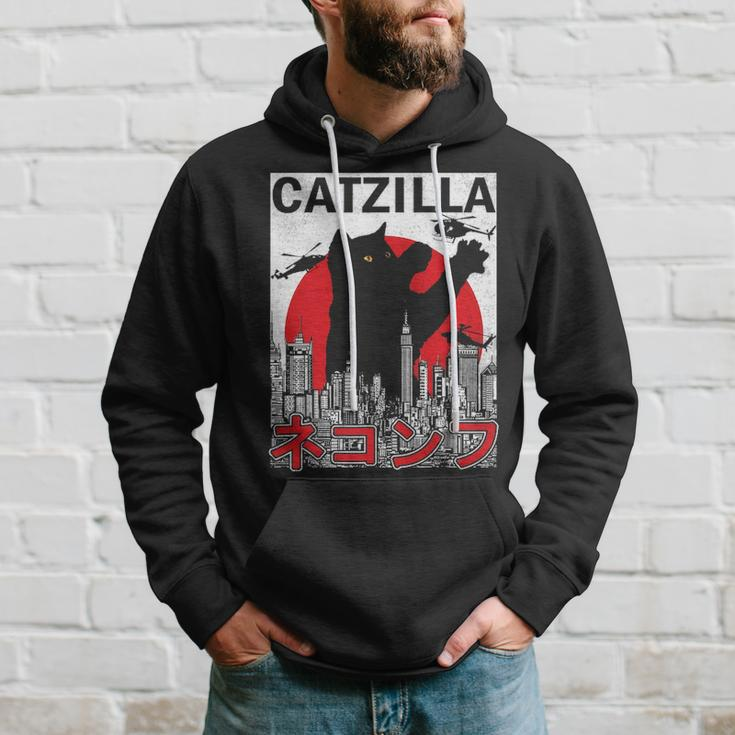 Vintage Catzilla Japanese Sunset Style Cat Kitten Lover V2 Hoodie Gifts for Him