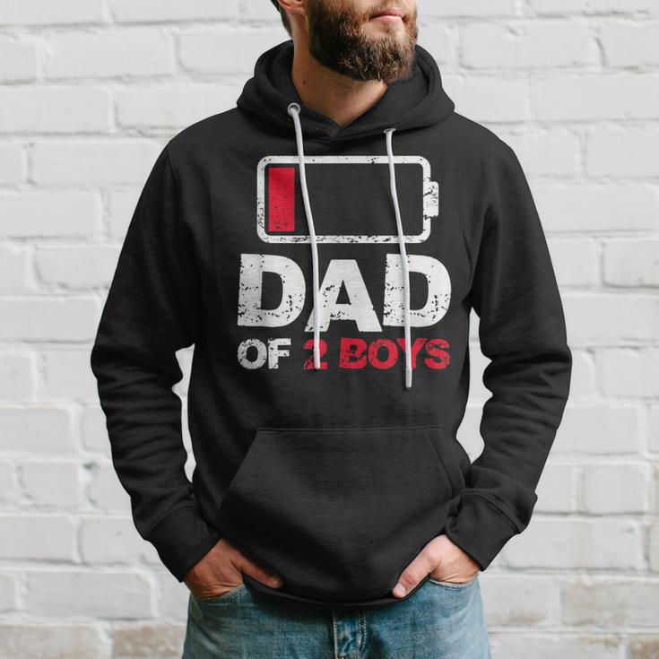Vintage Dad Dad Of 2 Boys Battery Low Fathers Day Hoodie Gifts for Him