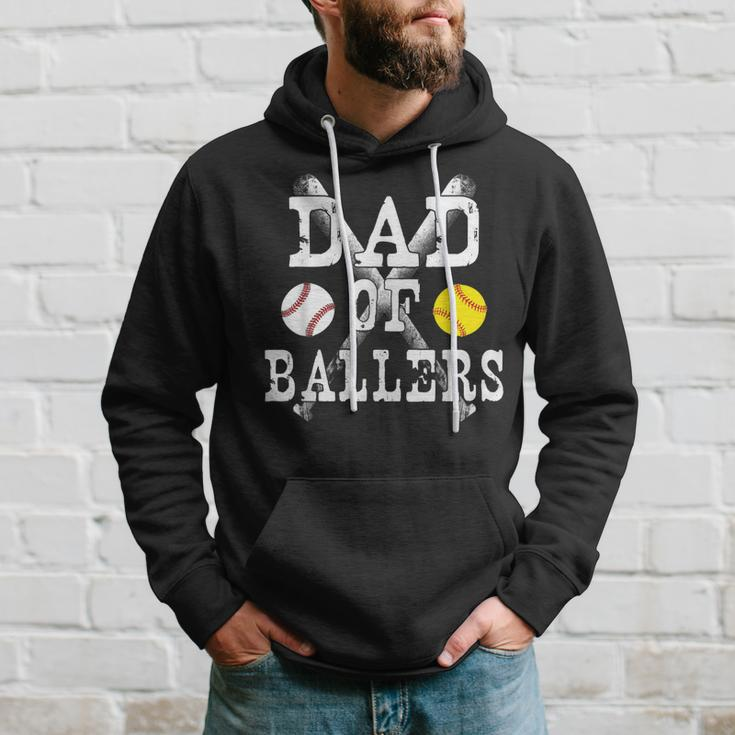 Vintage Dad Of BallersFunny Baseball Softball Lover Hoodie Gifts for Him