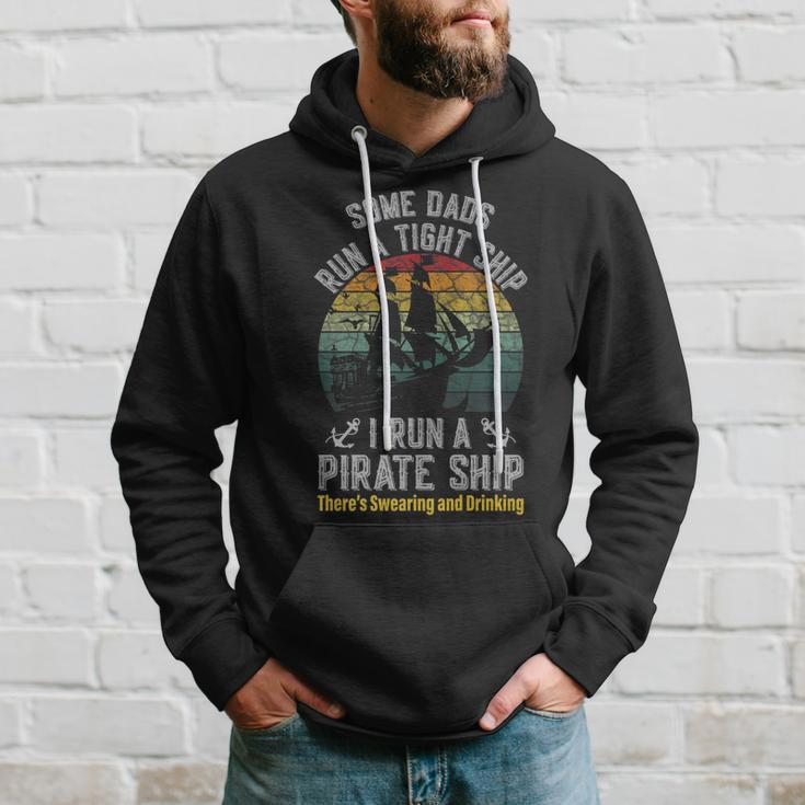 Vintage I Run A Pirate Ship Dad Mom Family Matching Father Hoodie Gifts for Him