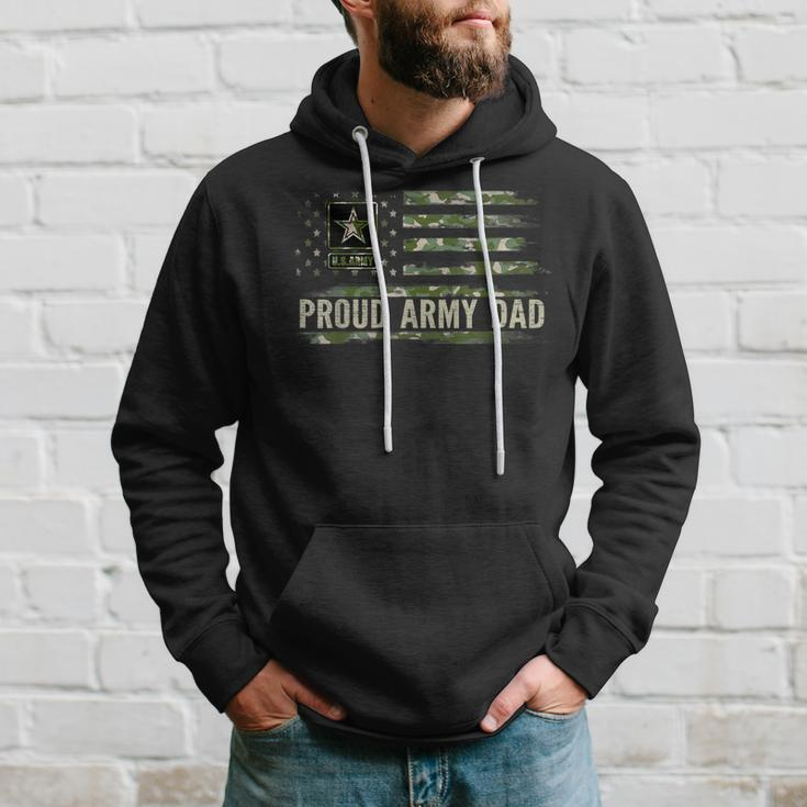 Vintage Proud Army Dad Camo American Flag Veteran Gift Hoodie Gifts for Him