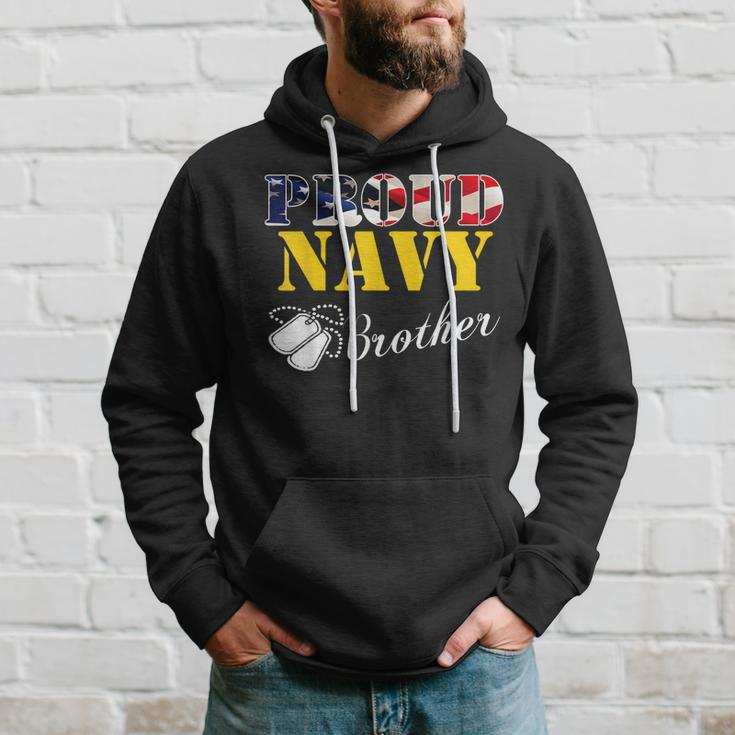 Vintage Proud Navy Brother With American Flag Gift Veteran Hoodie Gifts for Him