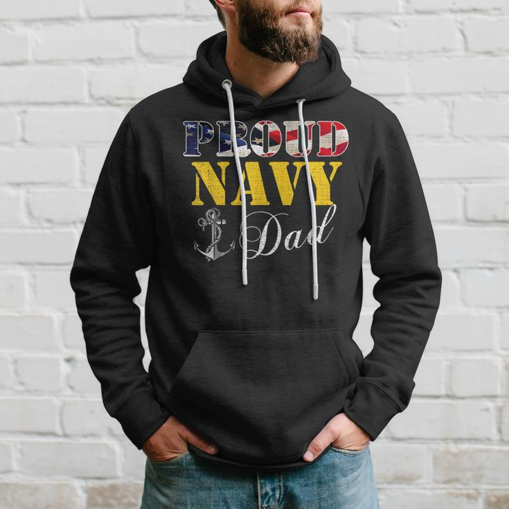 Vintage Proud Navy With American Flag For Dad Gift Hoodie Gifts for Him