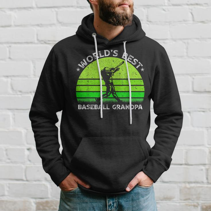 Vintage Retro Worlds Best Baseball Grandpa Silhouette Funny Gift For Mens Hoodie Gifts for Him