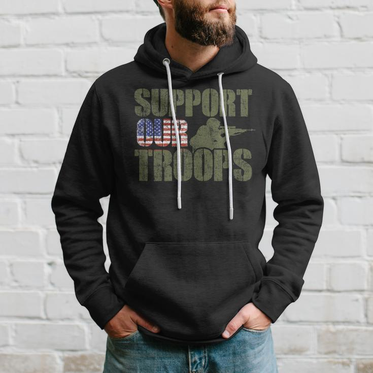 Vintage Us Military Support Our Troops American Flag Hoodie Gifts for Him