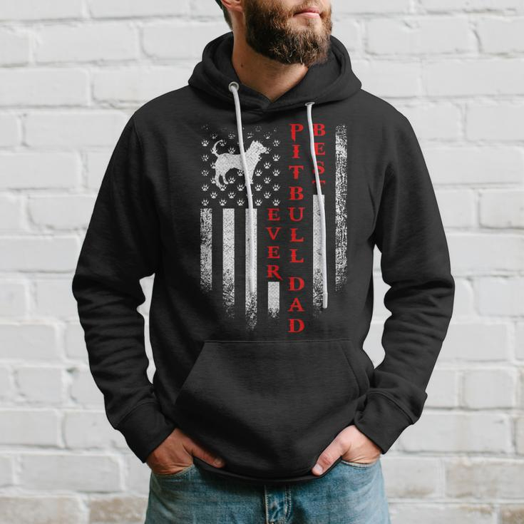 Vintage Usa American Flag Best Pit Bull Pitbull Dog Dad Ever Gift For Mens Hoodie Gifts for Him
