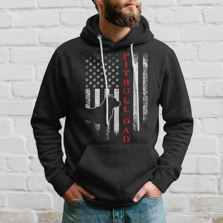 Vintage Usa Flag Proud Pitbull Pit Bull Dog Dad Silhouette Hoodie Gifts for Him