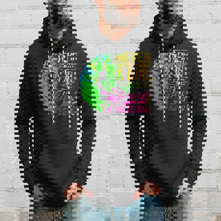 Volleyball Never Underestimate A Girl Who Plays Volleyball Hoodie Gifts for Him