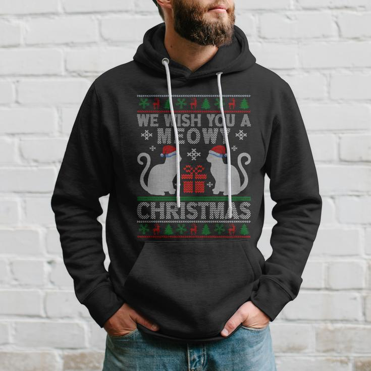 We Wish You A Meowy Catmas Santa Hat Ugly Christmas Sweater Gift Hoodie Gifts for Him