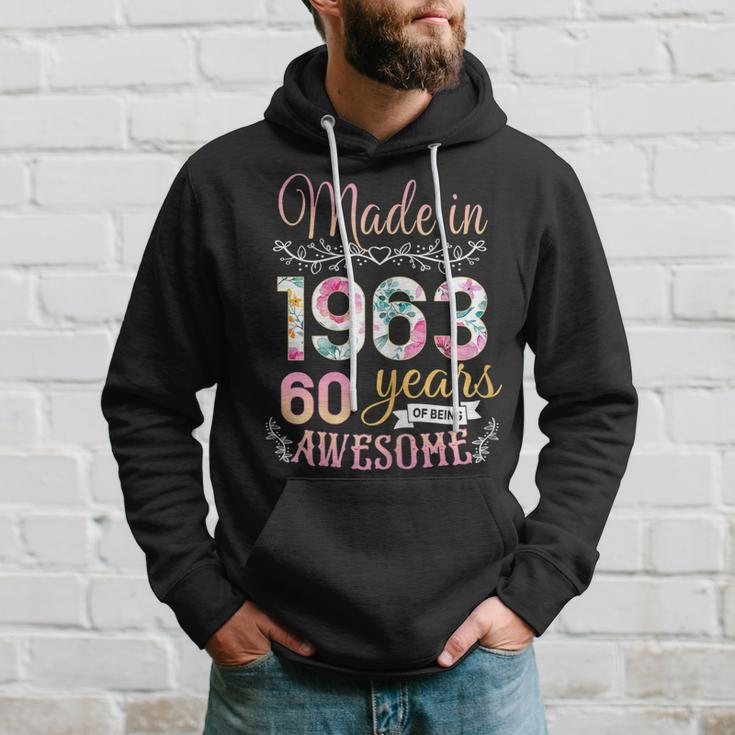 Womens 60 Year Old Gifts Made In 1963 Floral 60Th Birthday Hoodie Gifts for Him