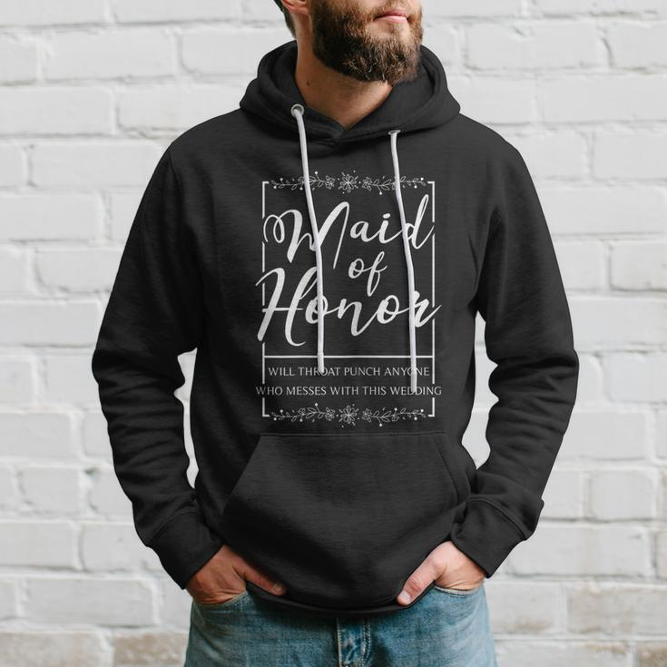 Womens Maid Of Honor Funny Sarcastic Throat Punch Wedding Hoodie Gifts for Him