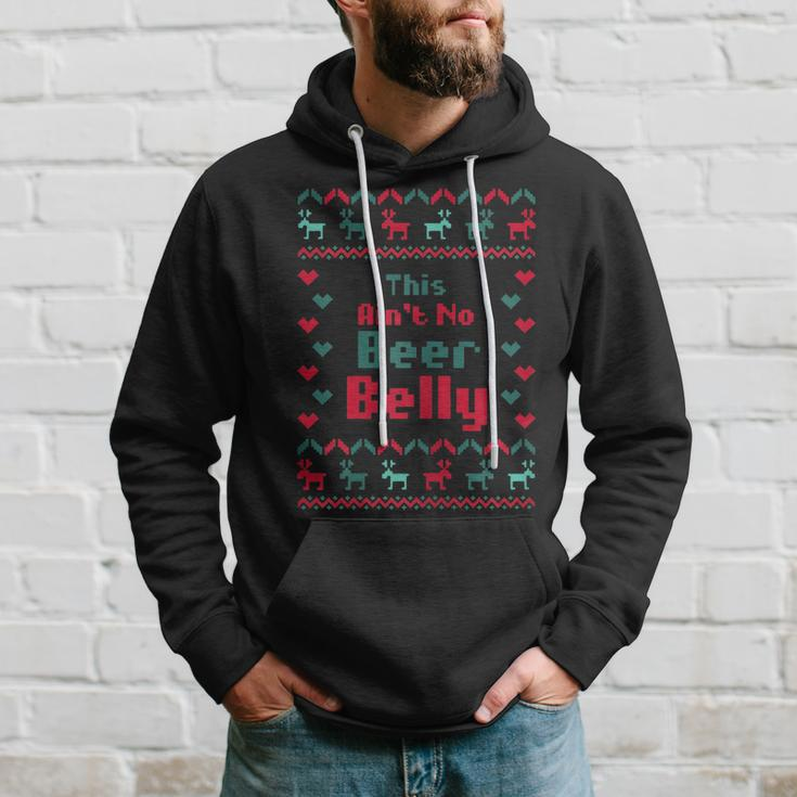 Womens This Aint No Beer Belly Christmas Pregnancy Announcement Men Hoodie Graphic Print Hooded Sweatshirt Gifts for Him
