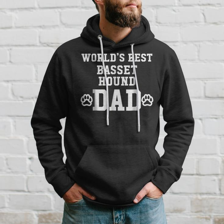 Worlds Best Basset Hound Dad Dog Lover Pawprint Hoodie Gifts for Him