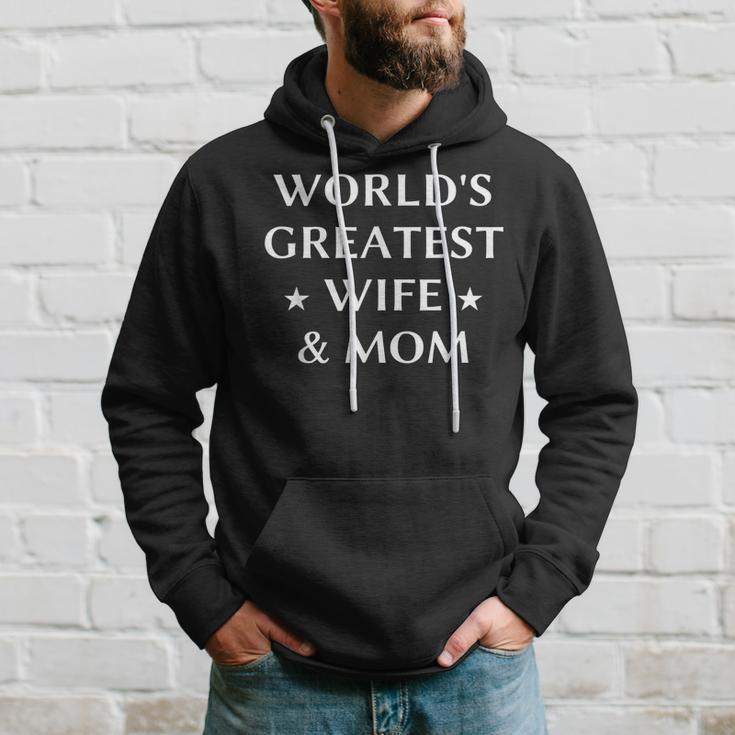 Worlds Greatest Wife & Mom Best Mothers Day Gift Men Hoodie Graphic Print Hooded Sweatshirt Gifts for Him